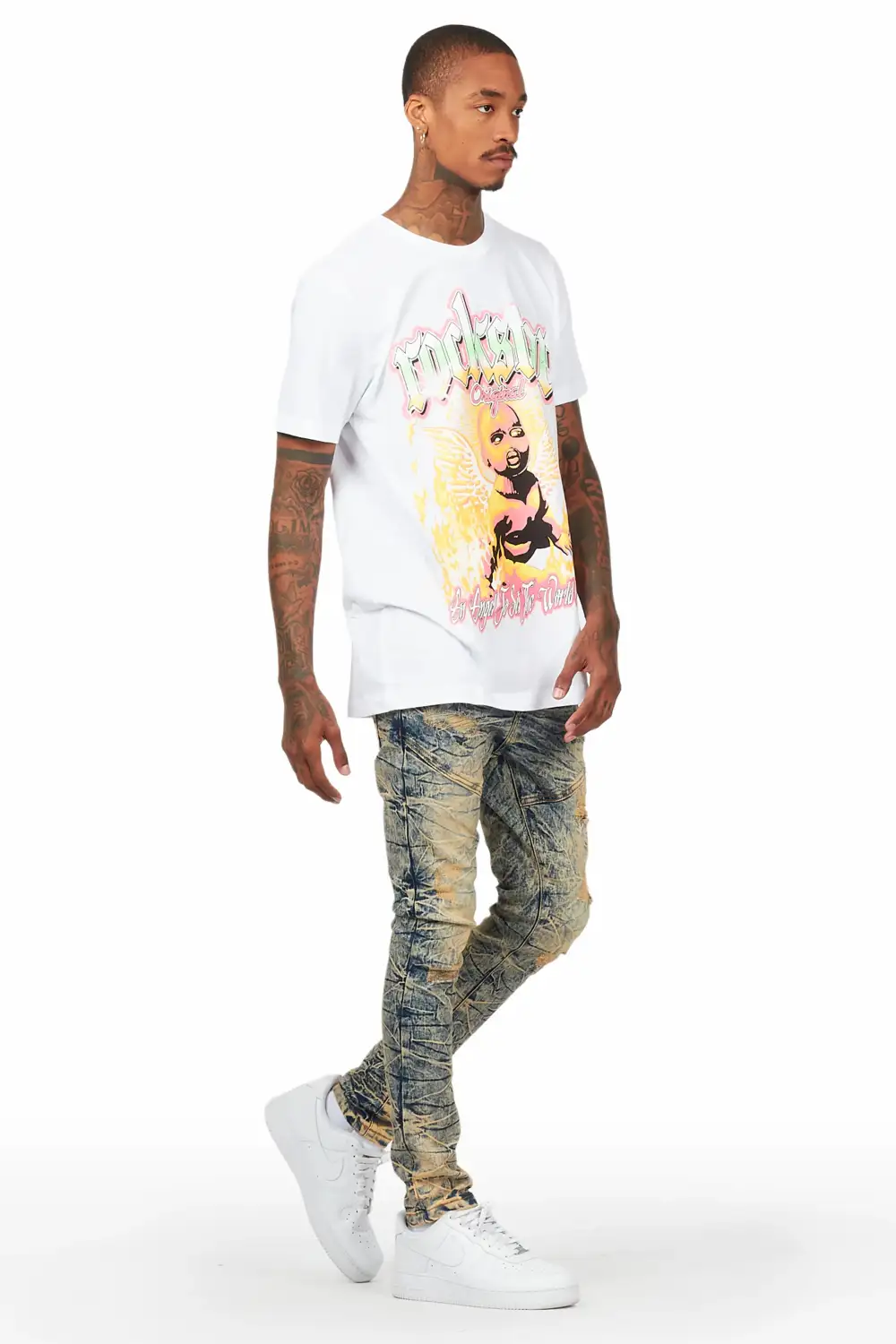 Whitefall White T-Shirt Slim Fit Jean Bundle