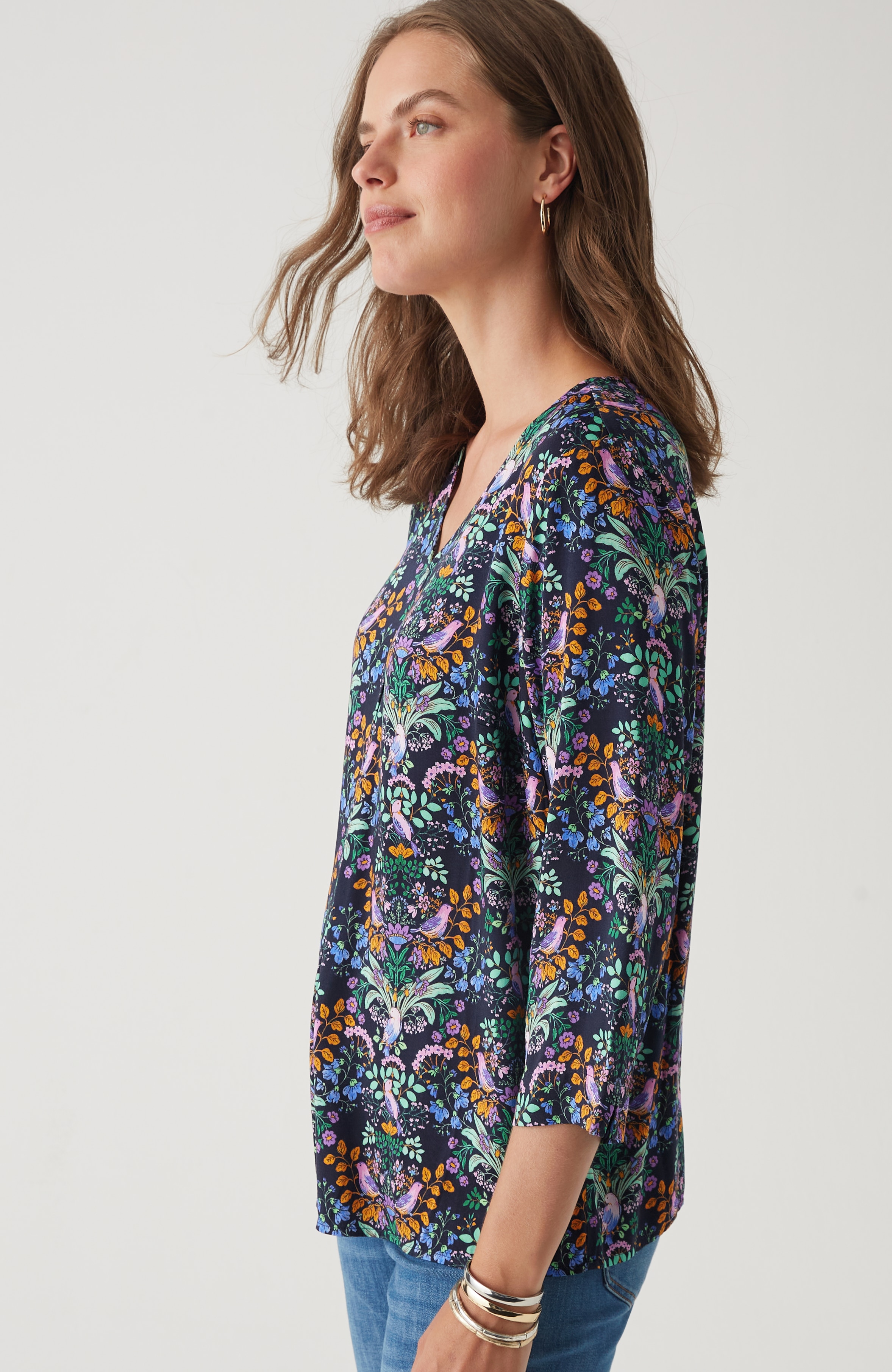Delightful Garden Printed Satin Top