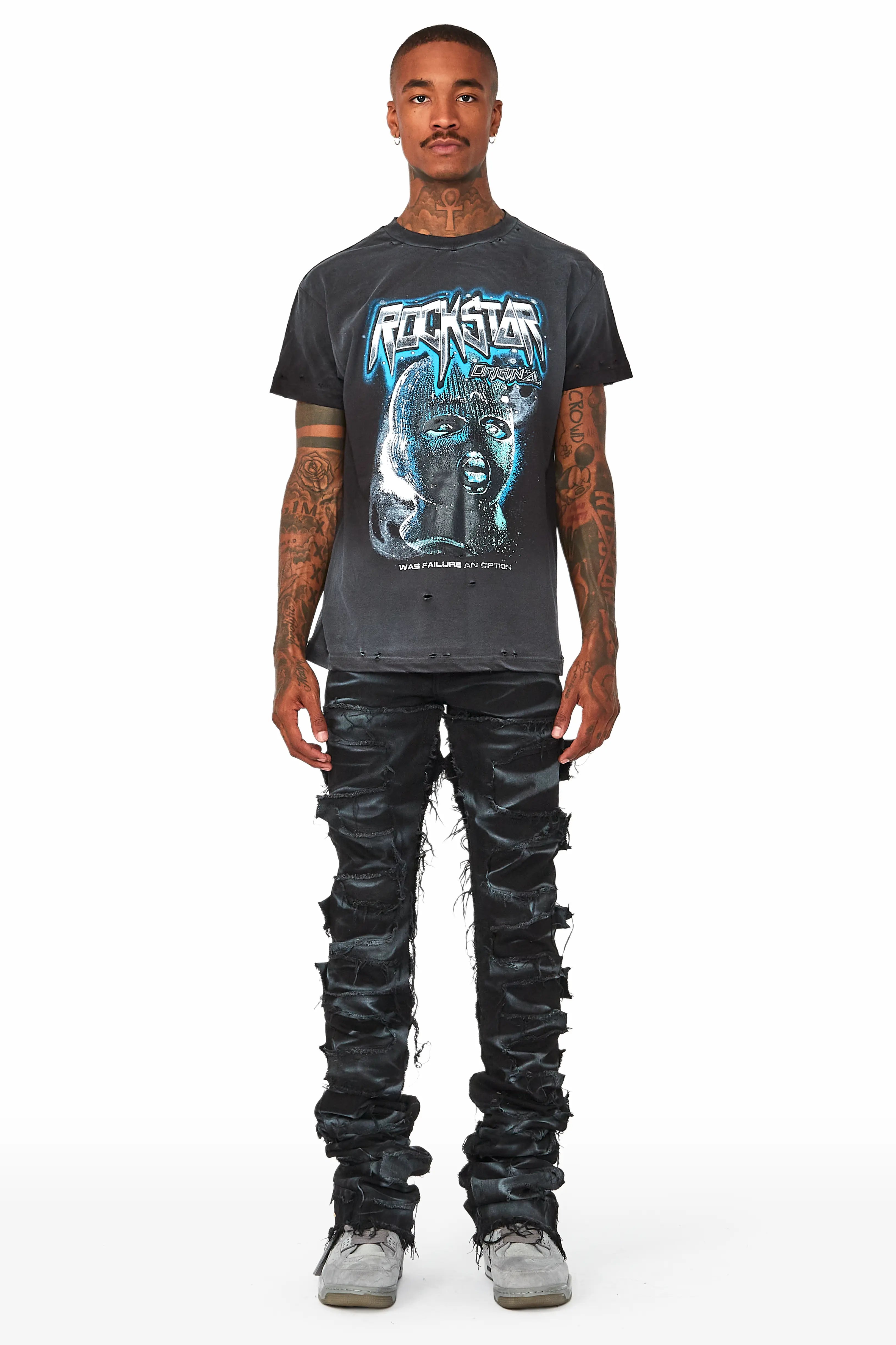Hayden Black Super Stacked Flare Jean