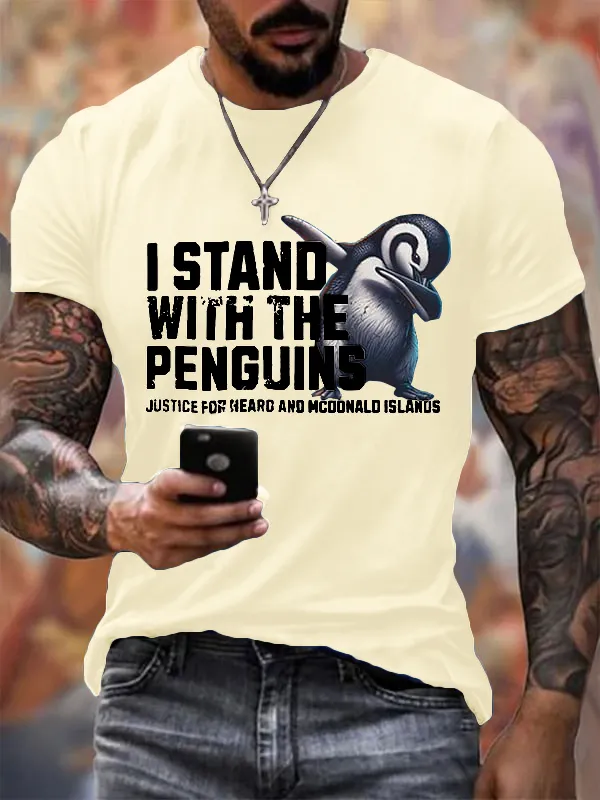 Men'S T-Shirt Men'S I Stand With The Penguins Printing T Shirt