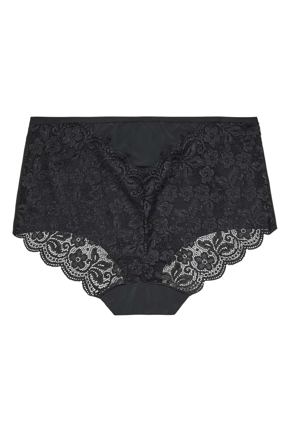 YOURS 5 PACK Curve Black Cotton High Waisted Full Briefs