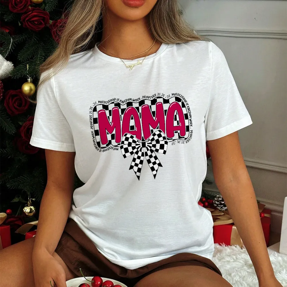 Motherhood Is Kingdom Work-Proverbs 31:25-27 Printed Round Neck Short Sleeve T-Shirt