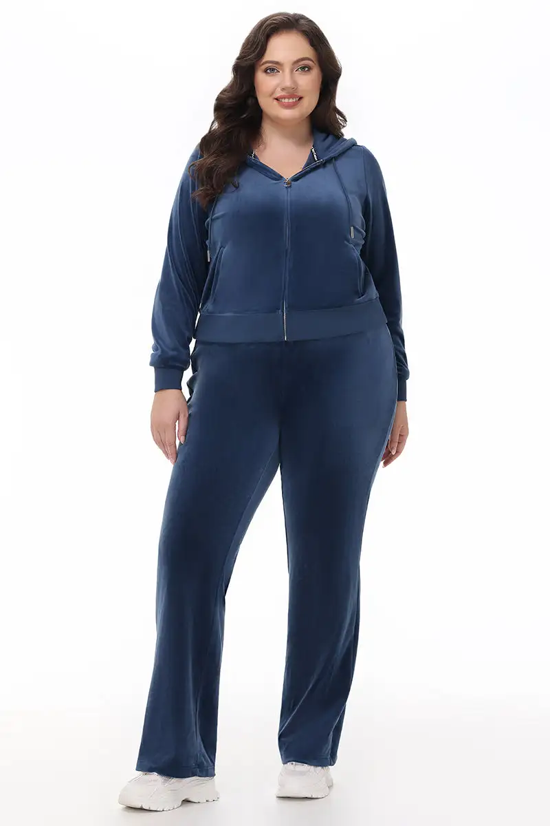Plus-Size OG Big Bling Velour Track Pants