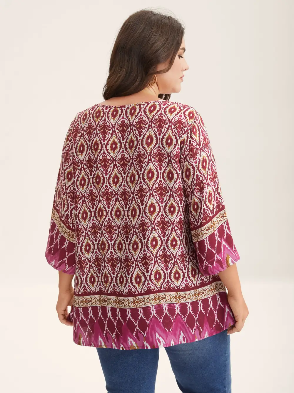 Pin-Tuck Pleat Ornate Print Relaxed Fit Shirt