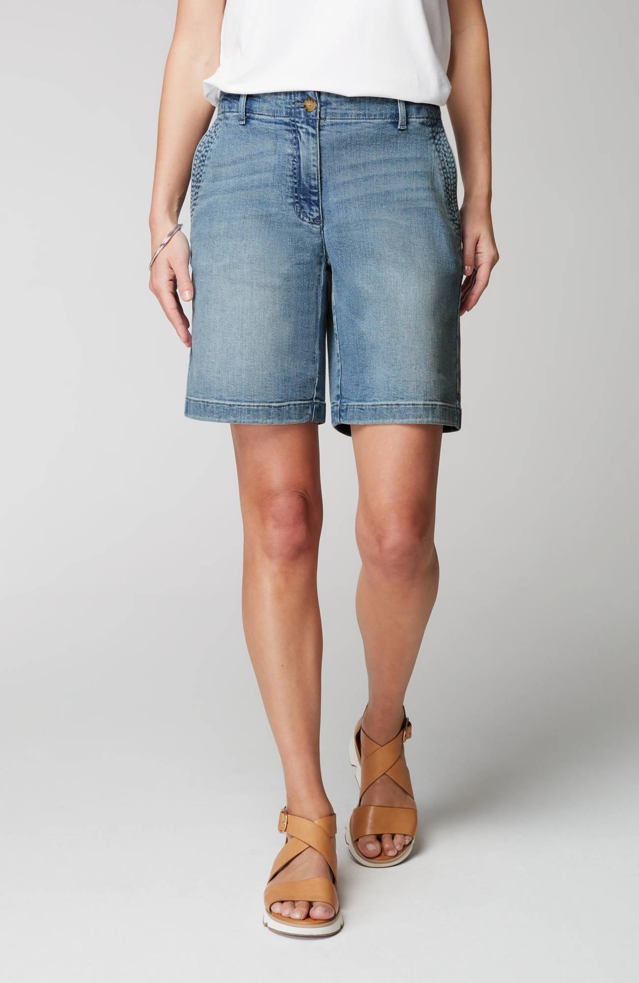Trapunto-Stitched Denim Shorts