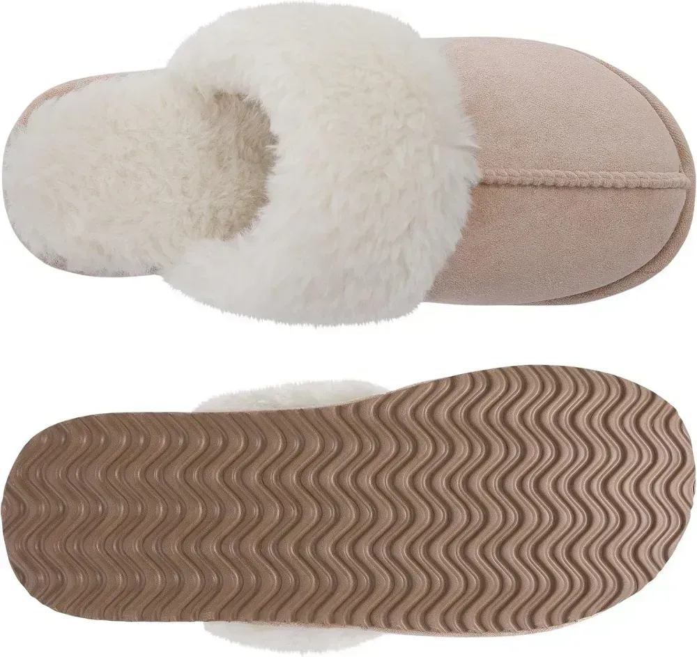 Litfun Women's Fuzzy Memory Foam Slippers Fluffy Winter House Shoes Indoor and Outdoor