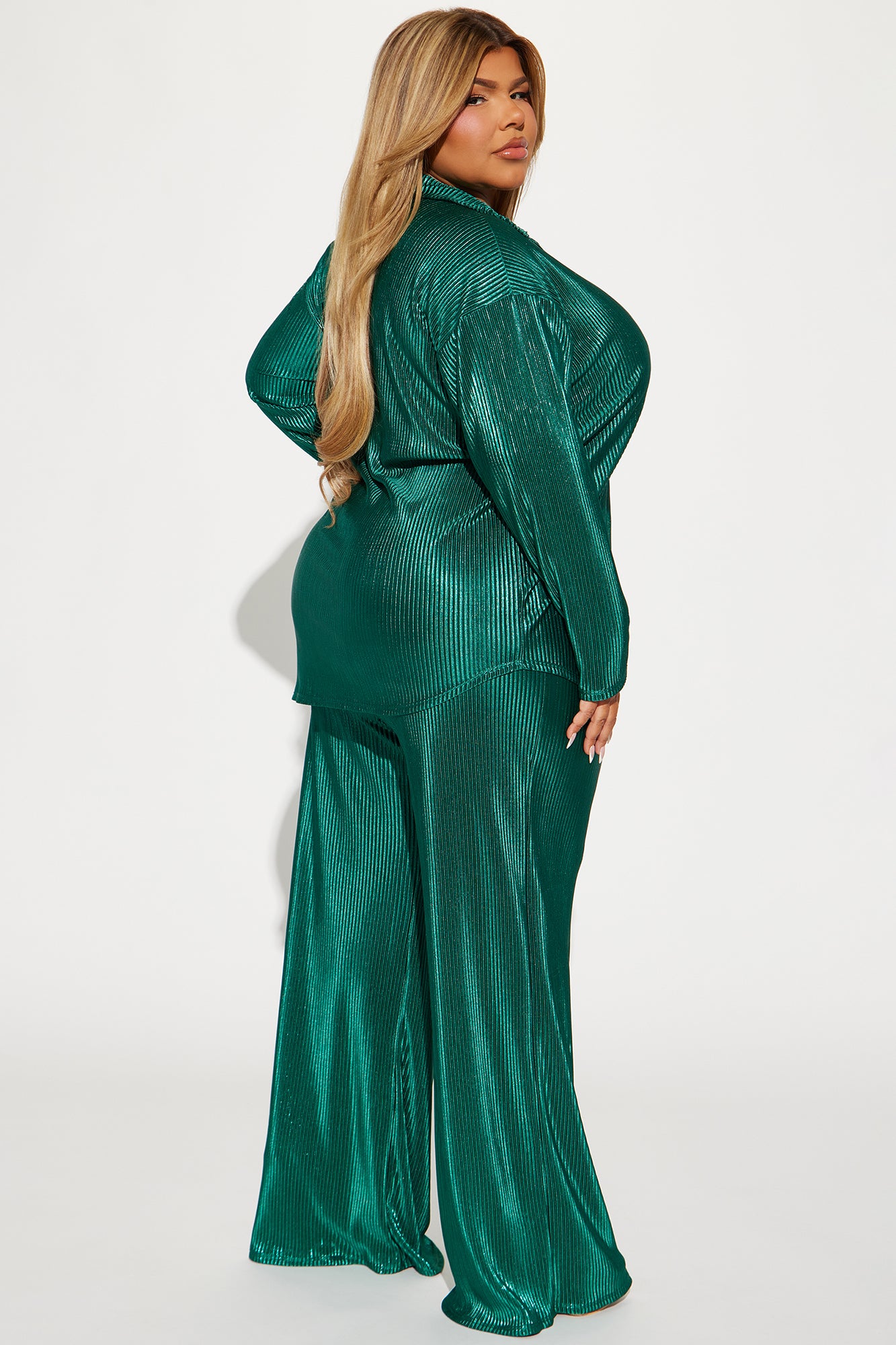 Kiss Of A Star Metallic Pant Set - Teal