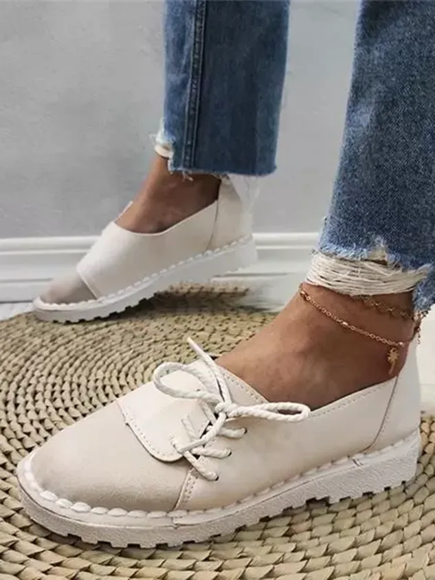 Women's Casual Vintage Round Toe Flats All Season Shoes
