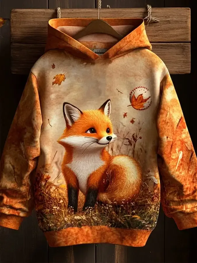 Women'S Casual Autumn Fox Print Sweatshirt