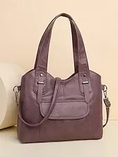 Women's Vintage Brown Faux Leather Tote Bag with Dual Handles and Adjustable Crossbody Strap – Spacious and Stylish for Everyday Use