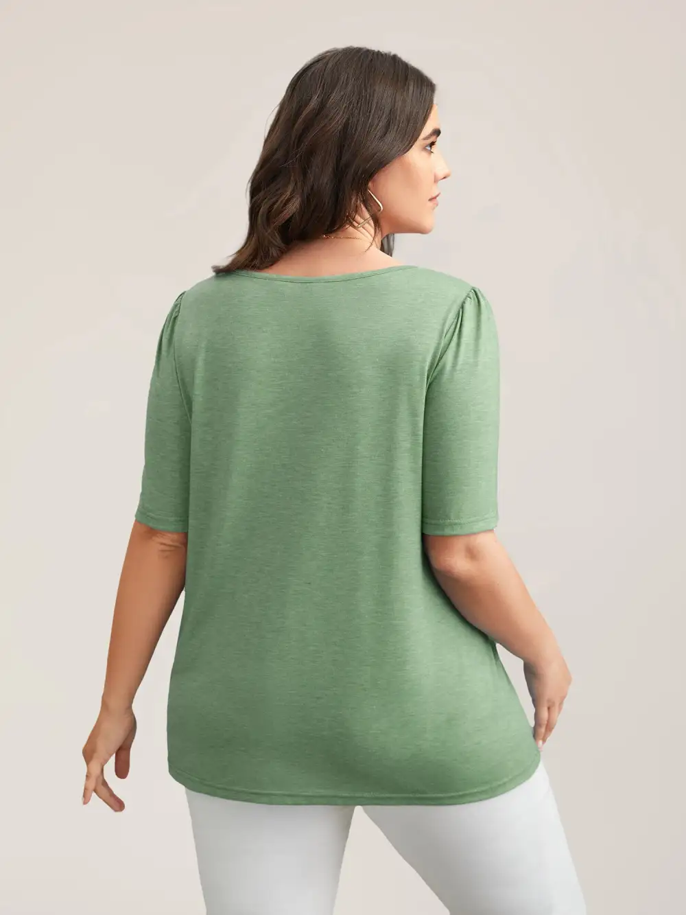 Seamed Round Neck Fitted T-Shirt