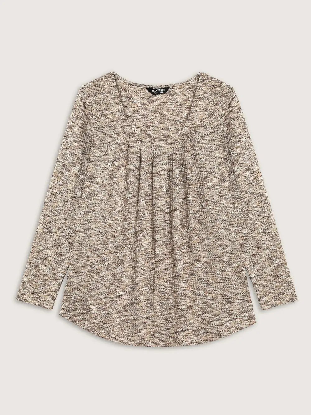Textured Knit Pleated Neckline Top