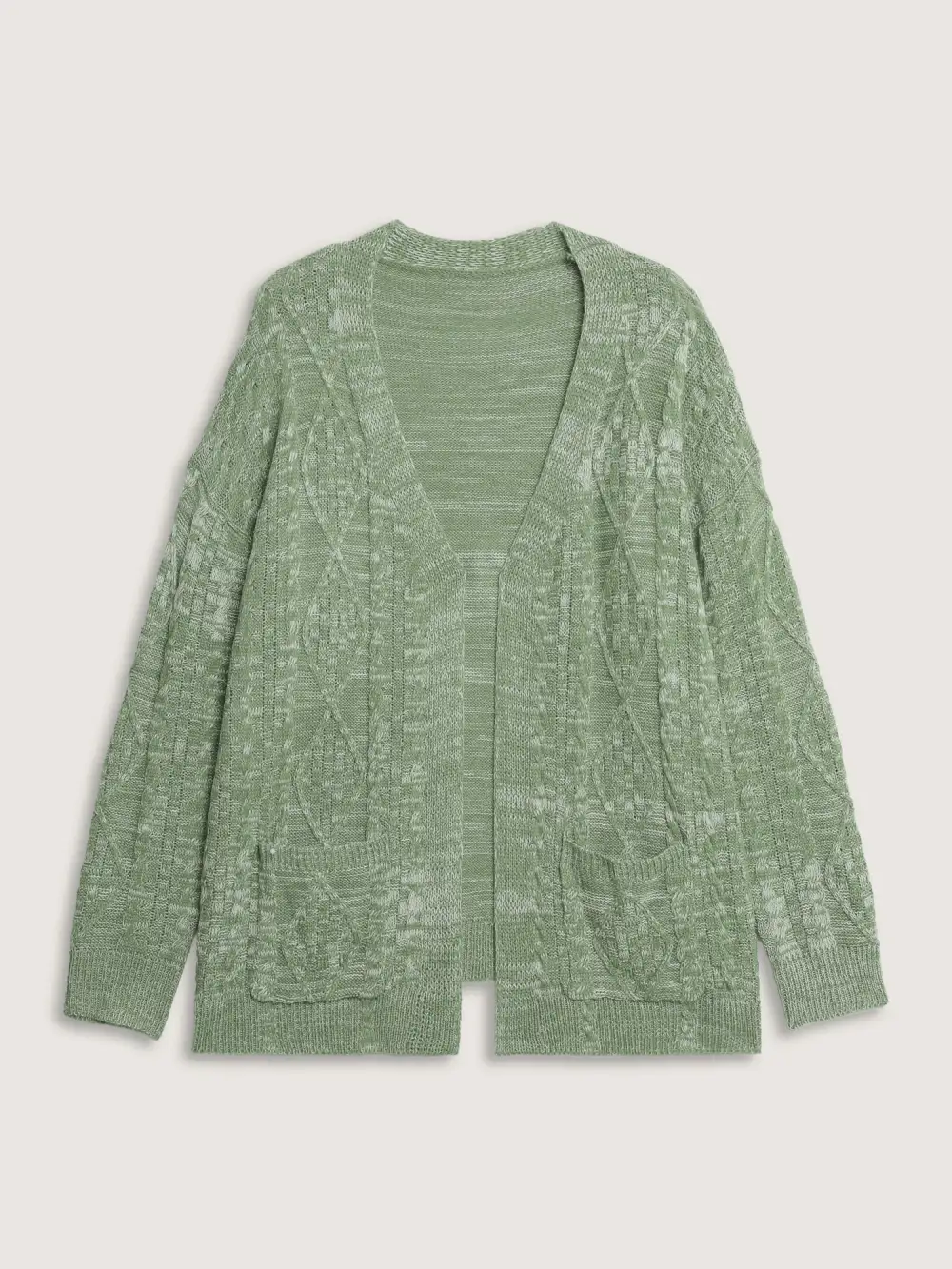 Cable Knit Textured Pockets Knit Cardigan