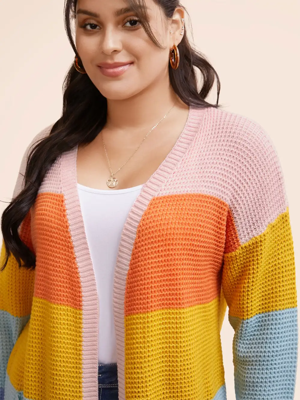 Colorblock Contrast Drop Shoulder Pocket Cardigan