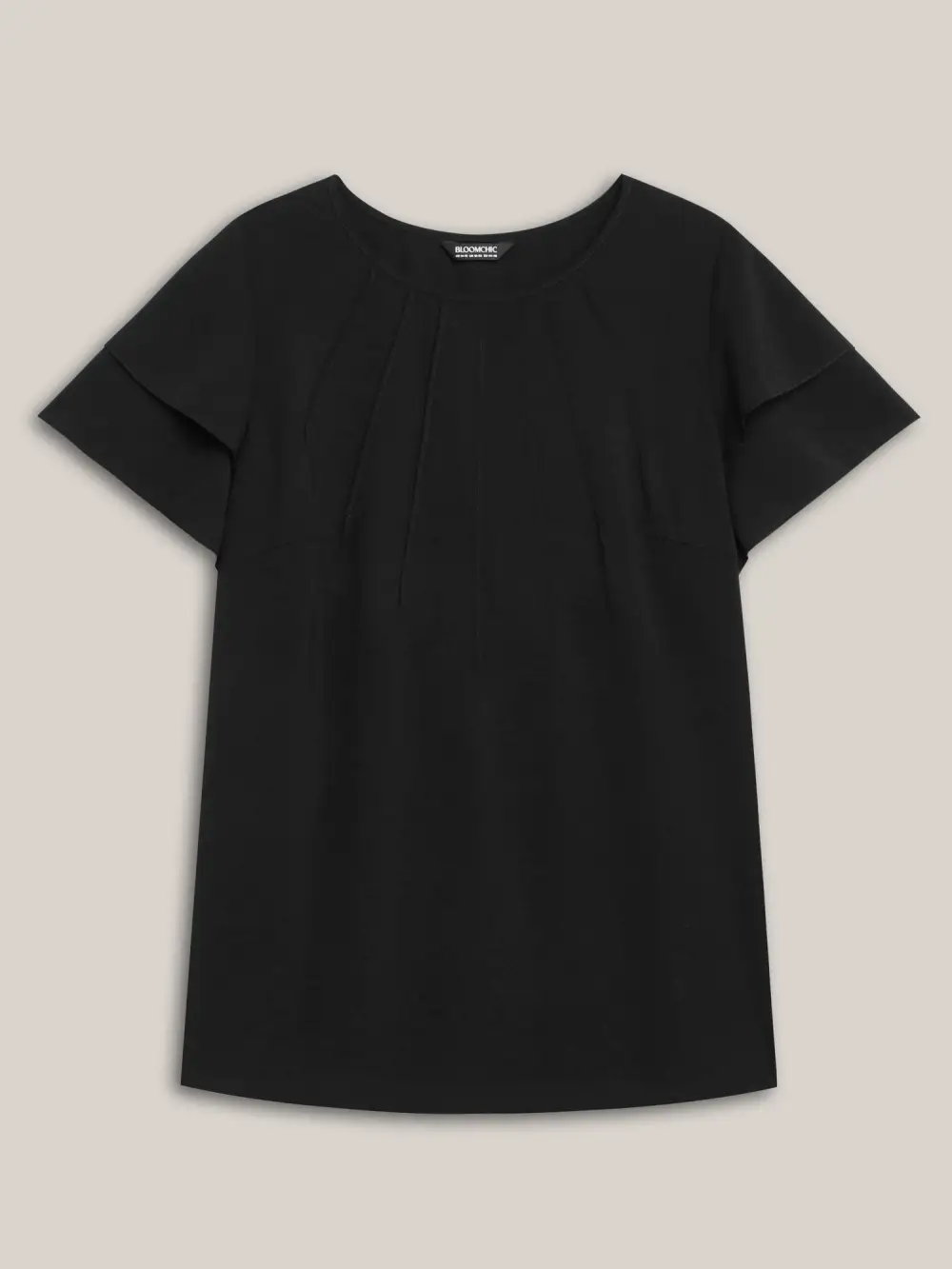 Toothpick Pleat Layered Flutter Sleeve Blouse