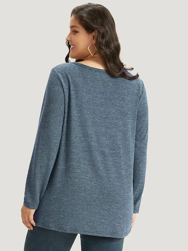 Heather Button Up Long Sleeve T-Shirt