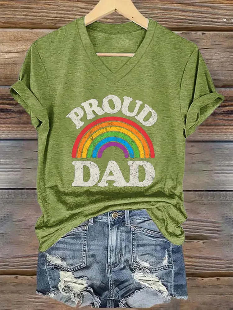 Women'S T-Shirt LGBTQ Proud Dad Gay Pride LGBT Ally Rainbow Father S Day T Shirt