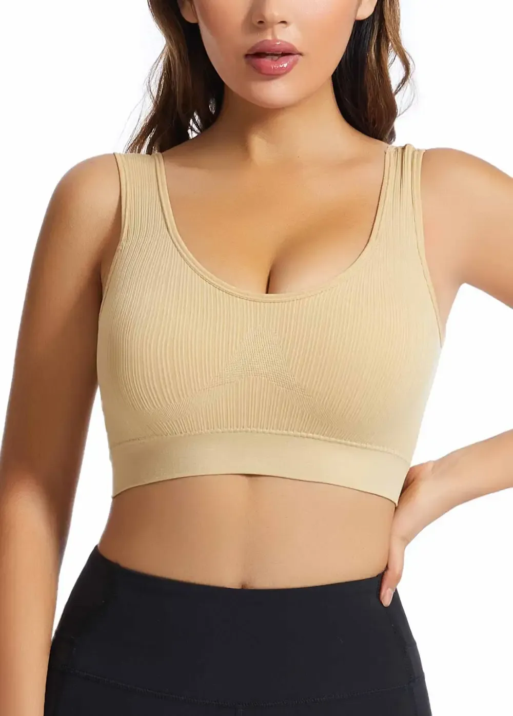 Skin Color Scoop Detail Stretch Bra