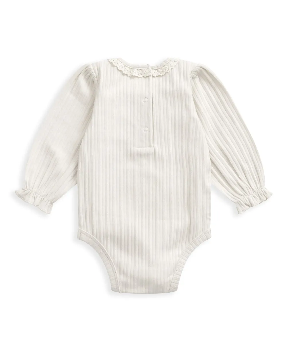 Lace Trim Bodysuit - Cream