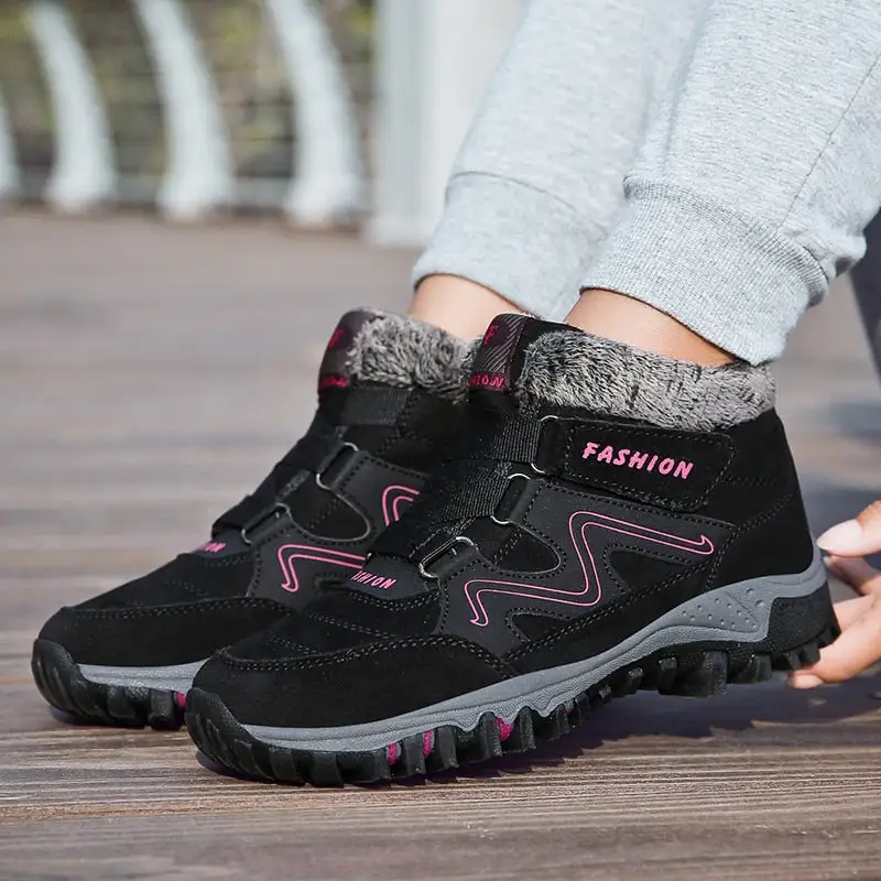 Cilool Plush Waterproof Women Snow Boots  Work Safety Rubber Shoes