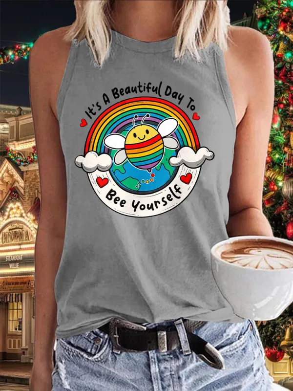 Women's It'S A Beautiful Day To Be Yourself Crew Neck Vest