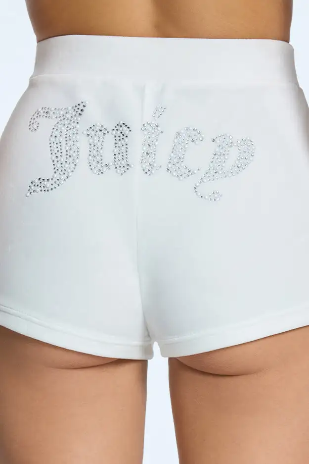Pearly Big Bling Velour Booty Shorts