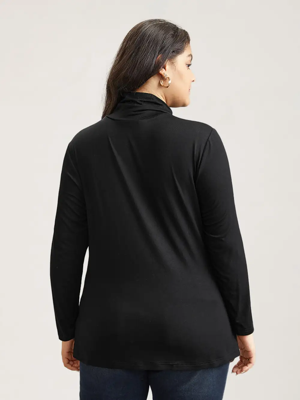 Supersoft Essentials Solid Funnel Neck Knit T-shirt