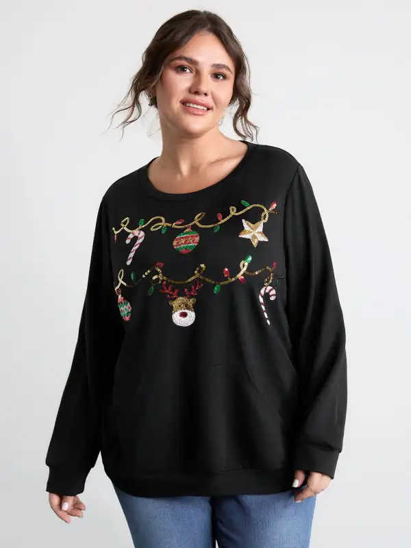 Supersoft Sequin Embroidery Sweatshirt
