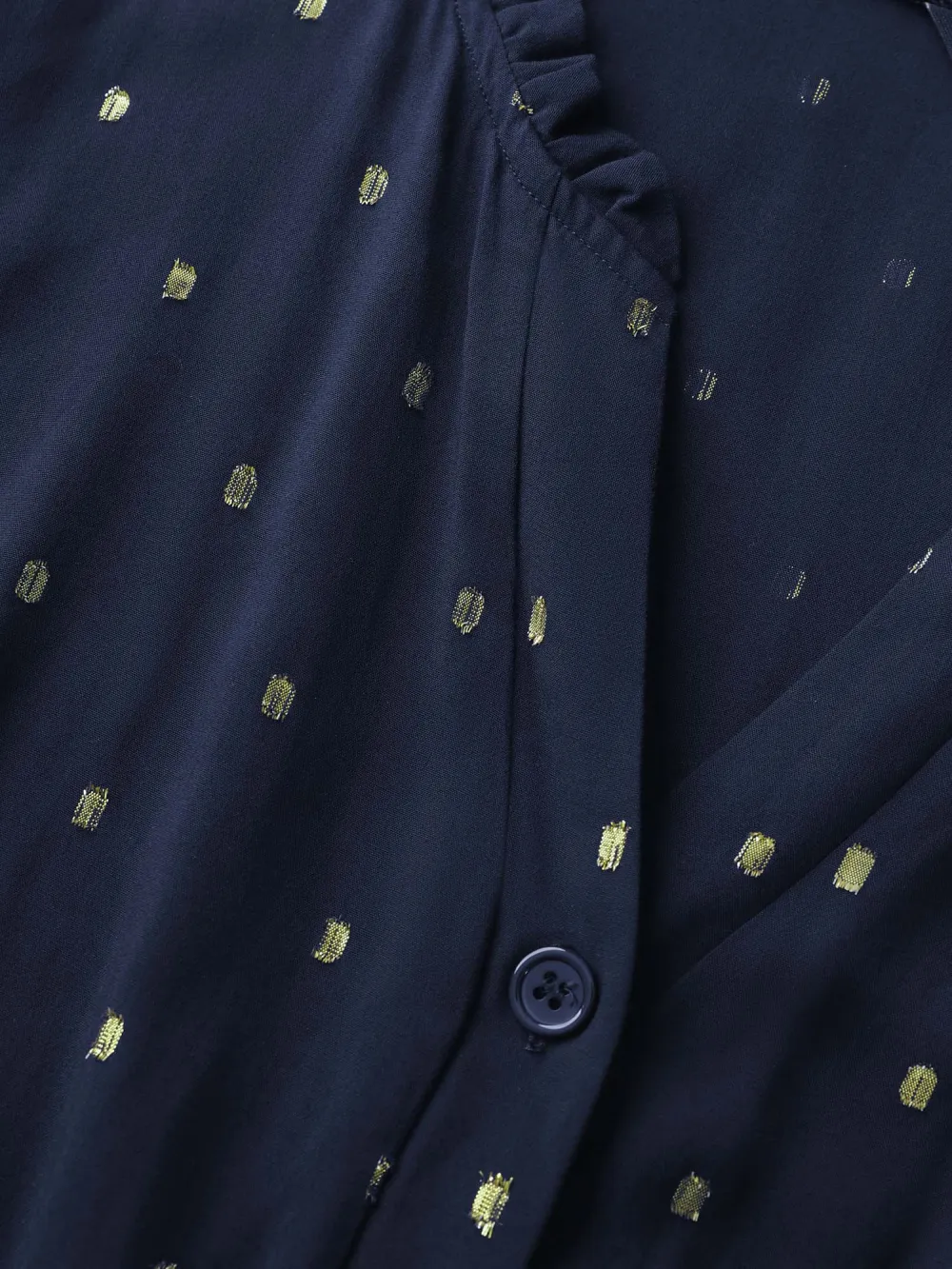 Supersoft Jacquard Dots Belted Jumpsuit