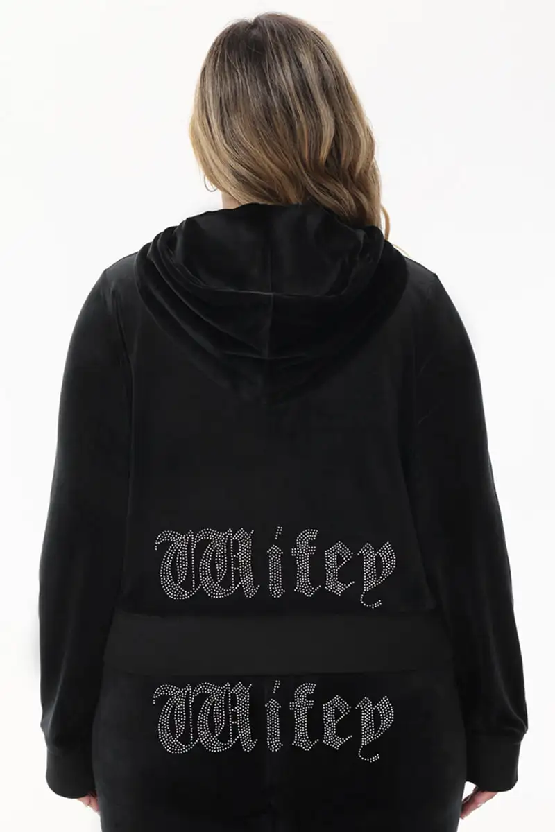 Wifey Big Bling Velour Hoodie