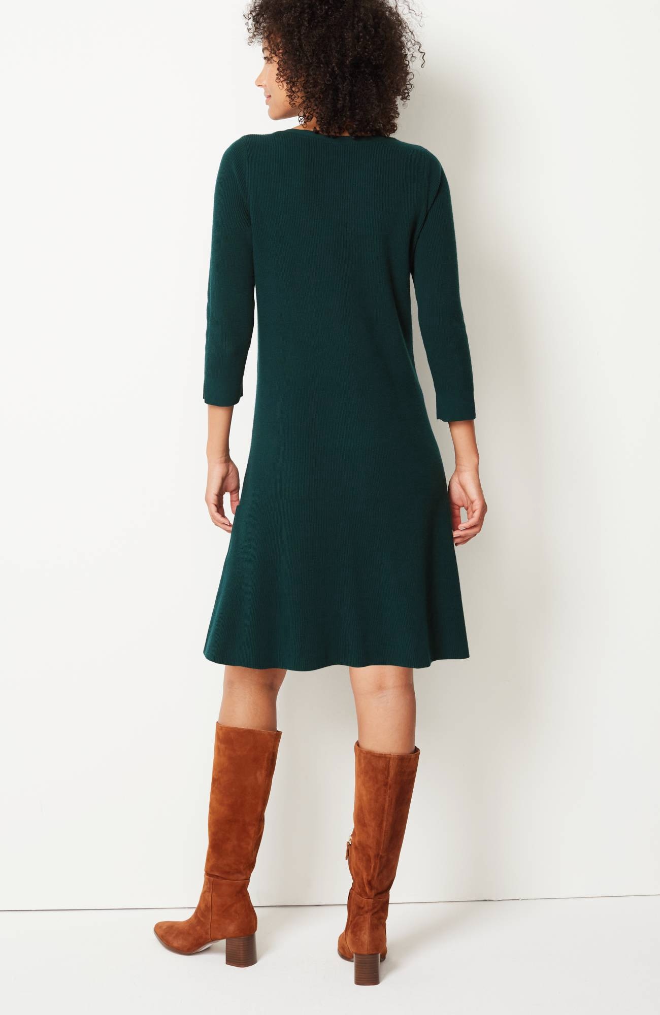 flounced-hem sweater dress