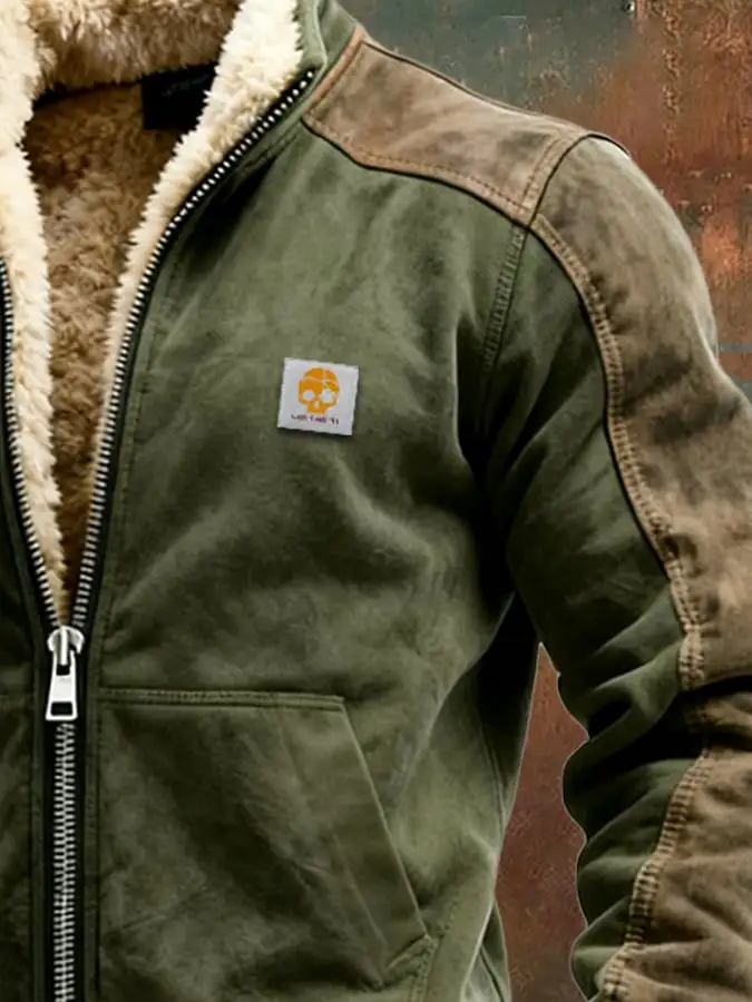 Men's Vintage Suede and Leather Multi-Pocket Outdoor Jacket