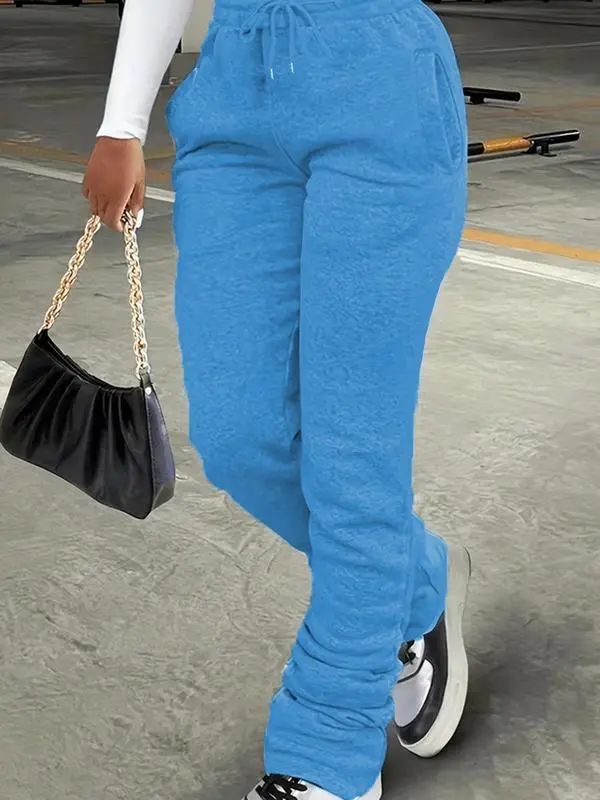 Women's Plain Drawstring Waist Sweatpants
