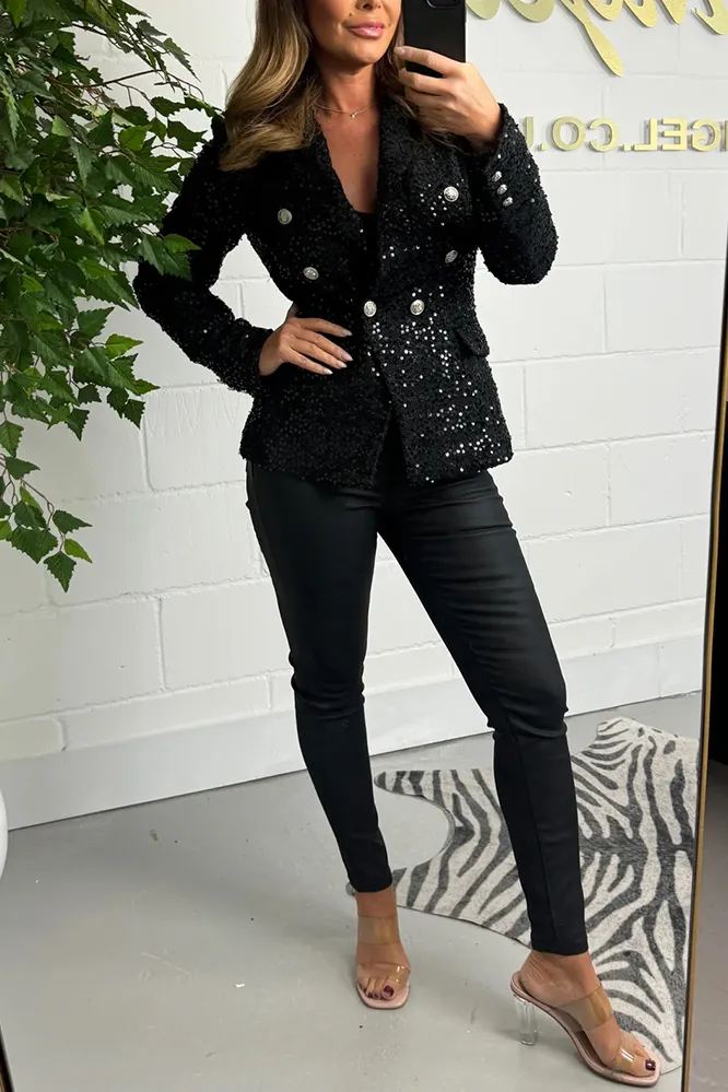 Sequin Silver Button Blazer
