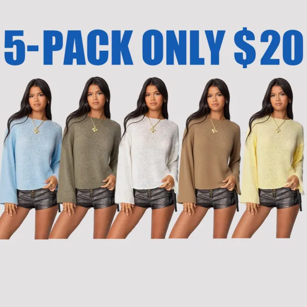 Casual Drop Shoulder Knit Sweater – Lightweight & Breathable Pullover