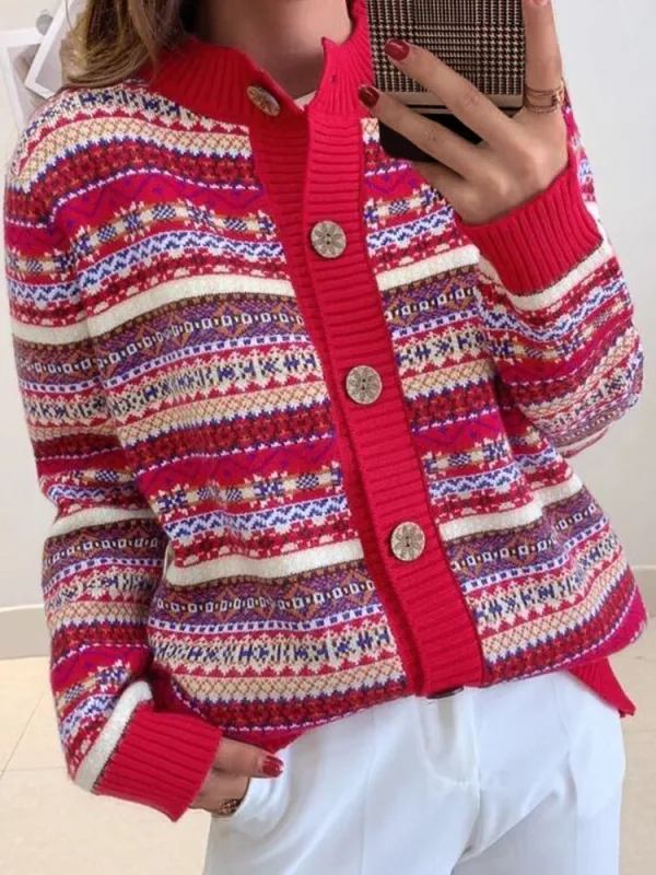 Vintage Ethnic Pattern Cozy Cardigan