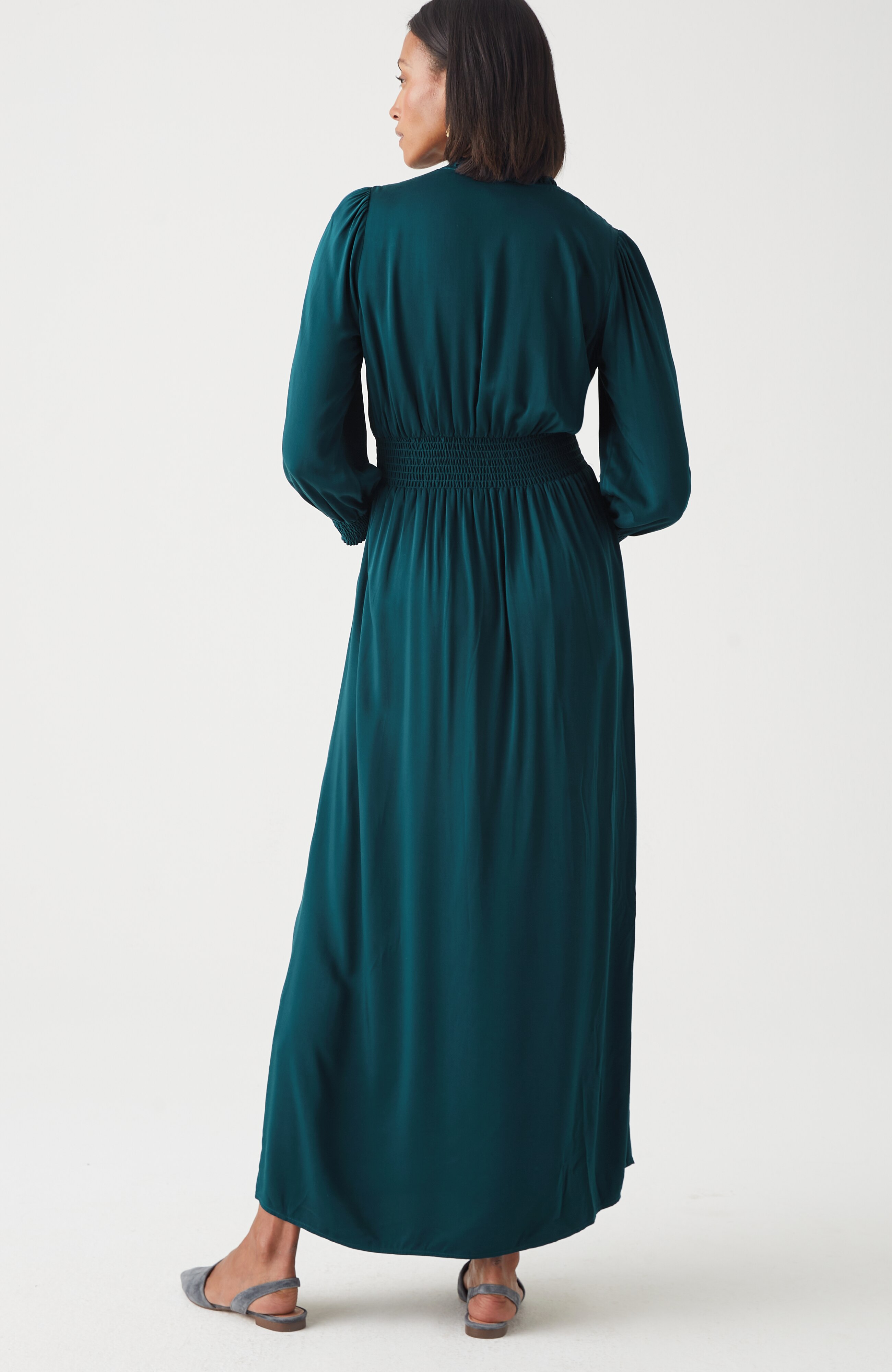 Smocked Sateen Dress