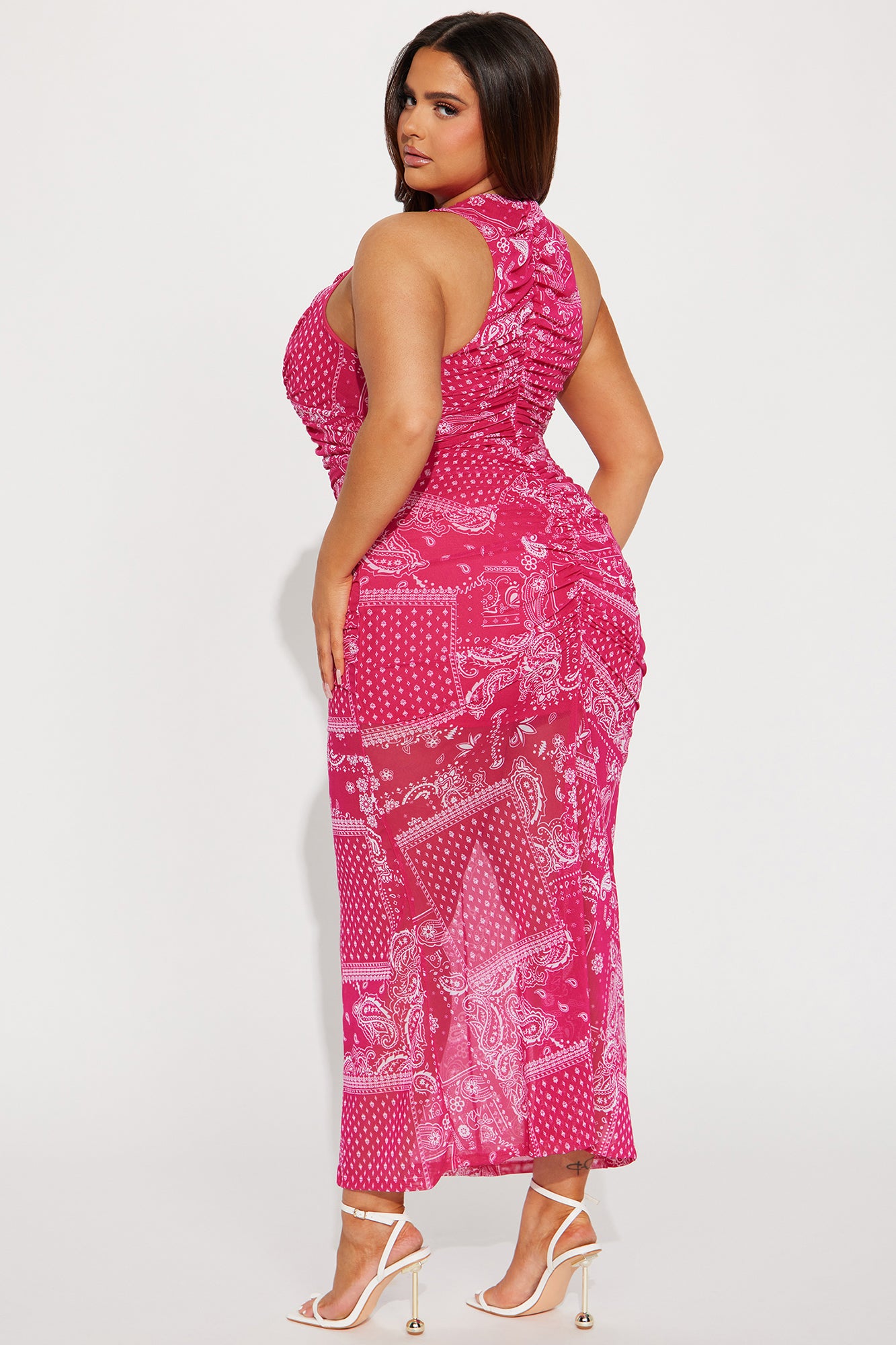 Paisley Princess Mesh Maxi Dress - Pink