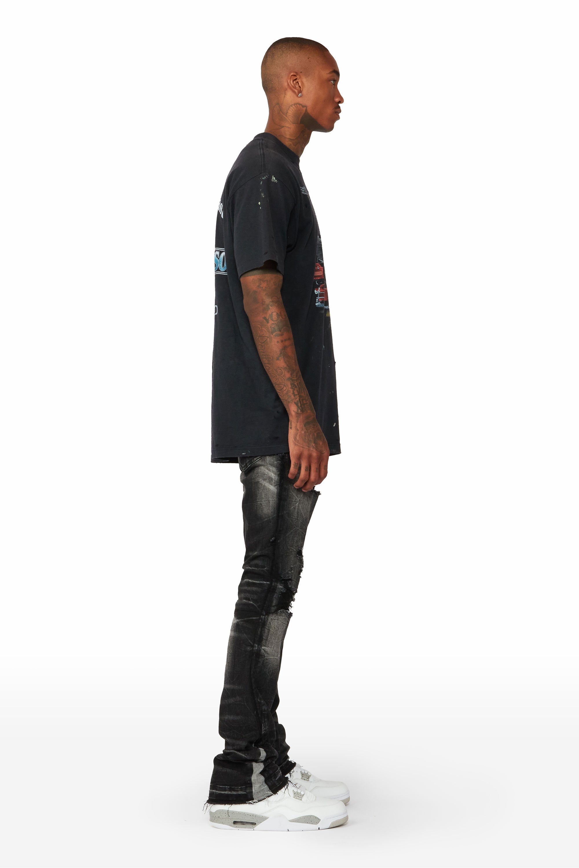 Eugene Stacked Flare Jean-Black