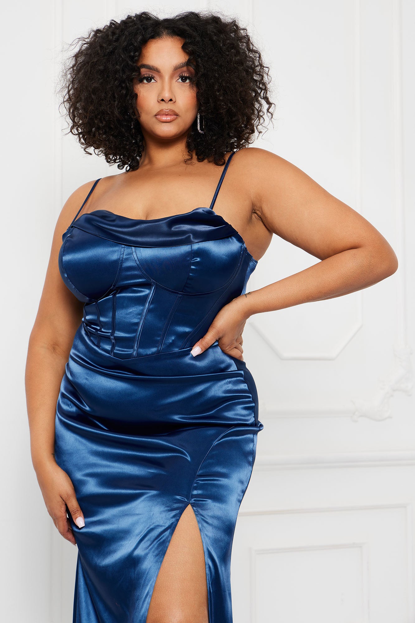 Sarai Satin Maxi Dress - Navy