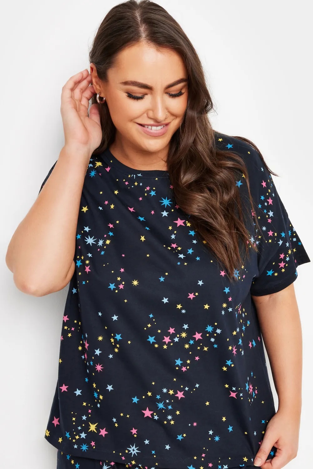 YOURS 4 PACK Curve Navy Blue Star Print Pyjama Set