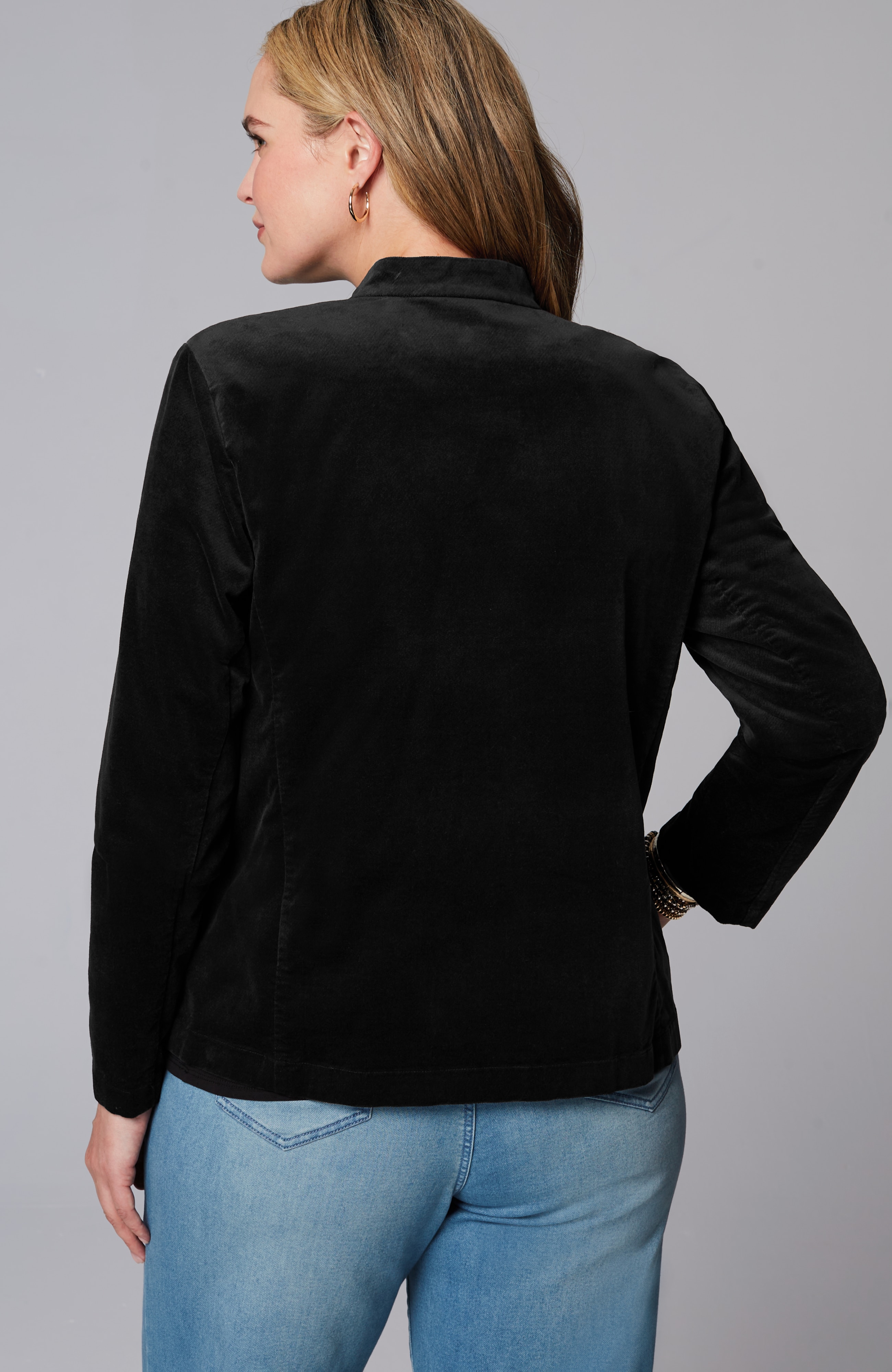 Velveteen-Stretch Military Jacket