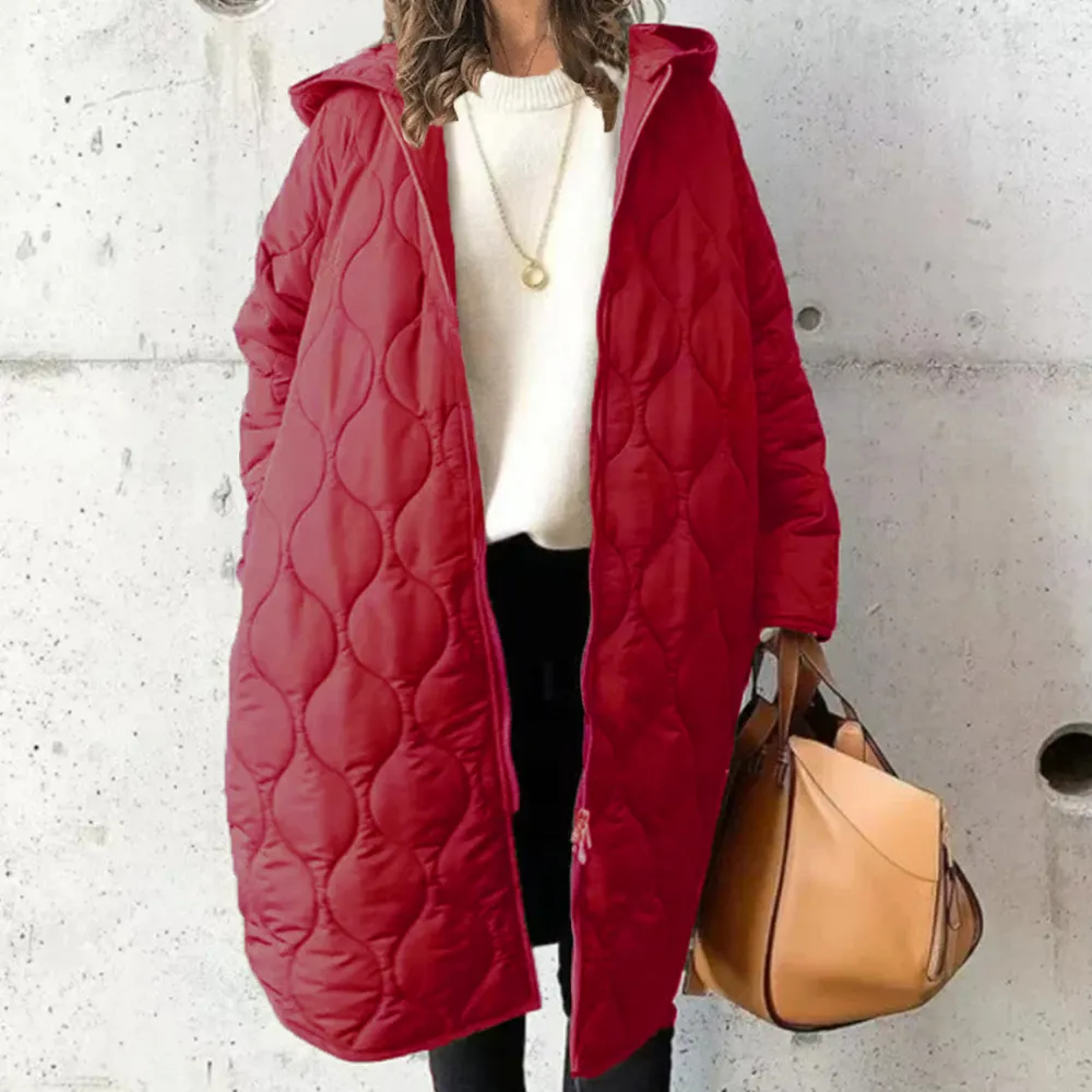 Custom Logo Winter Ladies Long Quilted Diamond Plaid Loose Casual Bubble Puffer Down Jacket Coats