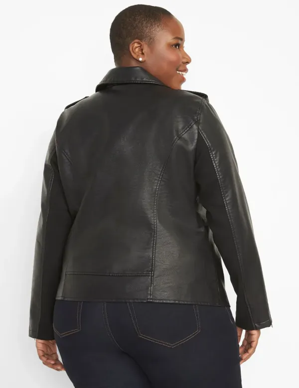 Faux-Leather Moto Jacket