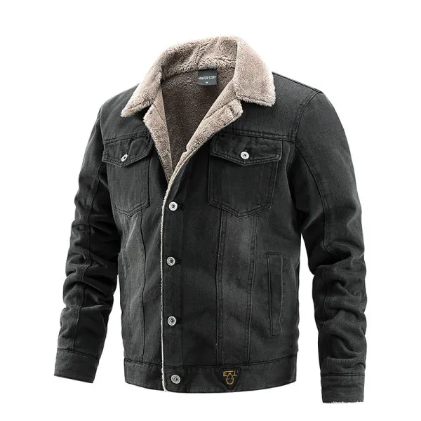Men's Autumn Winter Plus Velvet Warm Casual Denim Jackets