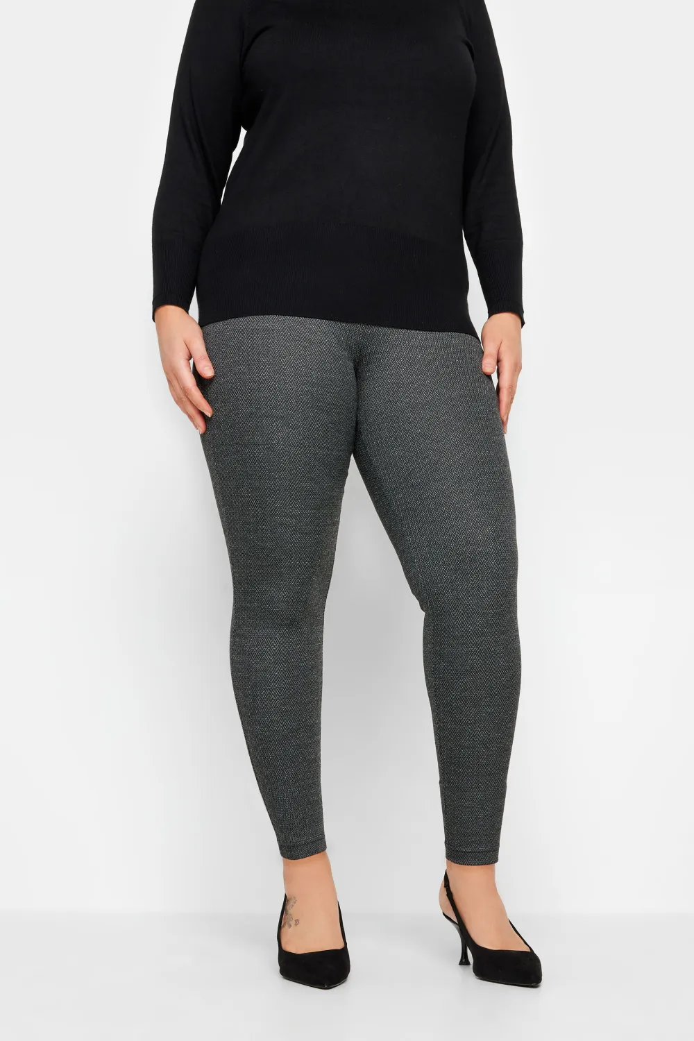 Evans Grey Chevron Print Leggings