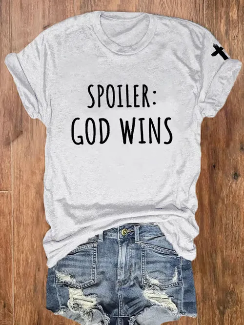 Women'S T-Shirt Women'S Funny Revealed Plot: God Won The Casual T-Shirt Pure Cotton Round Collar Everything