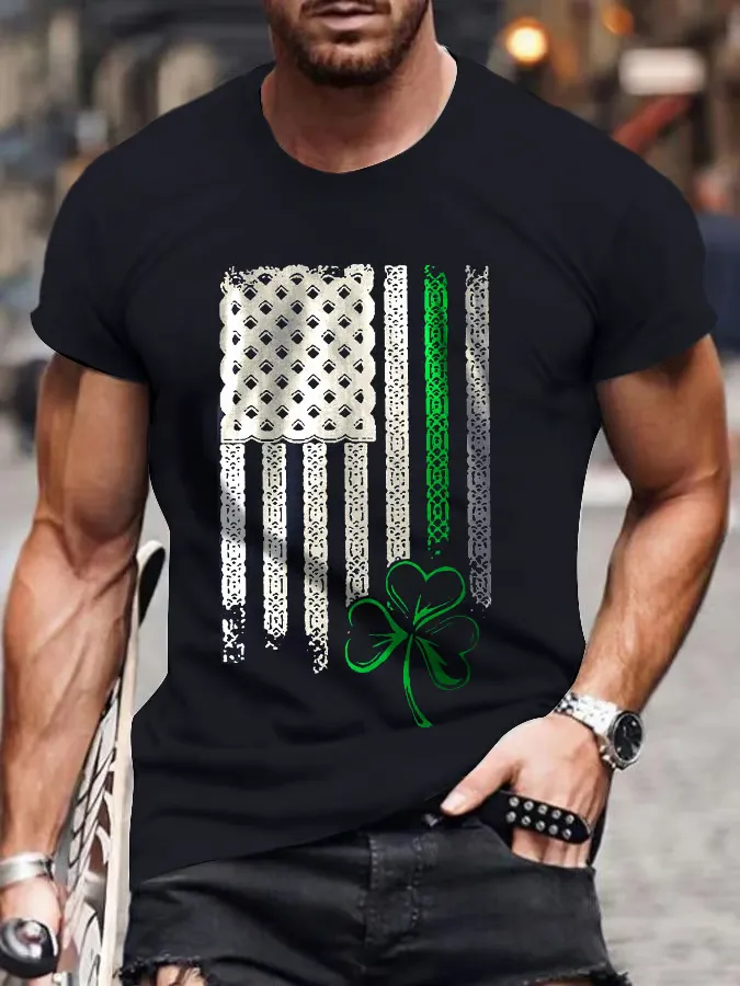 Men'S T-Shirt Men'S St Patrick'S Day Design Print Design T-Shirt Alphabet Art Group Printed Short Sleeve Top Pure Cotton