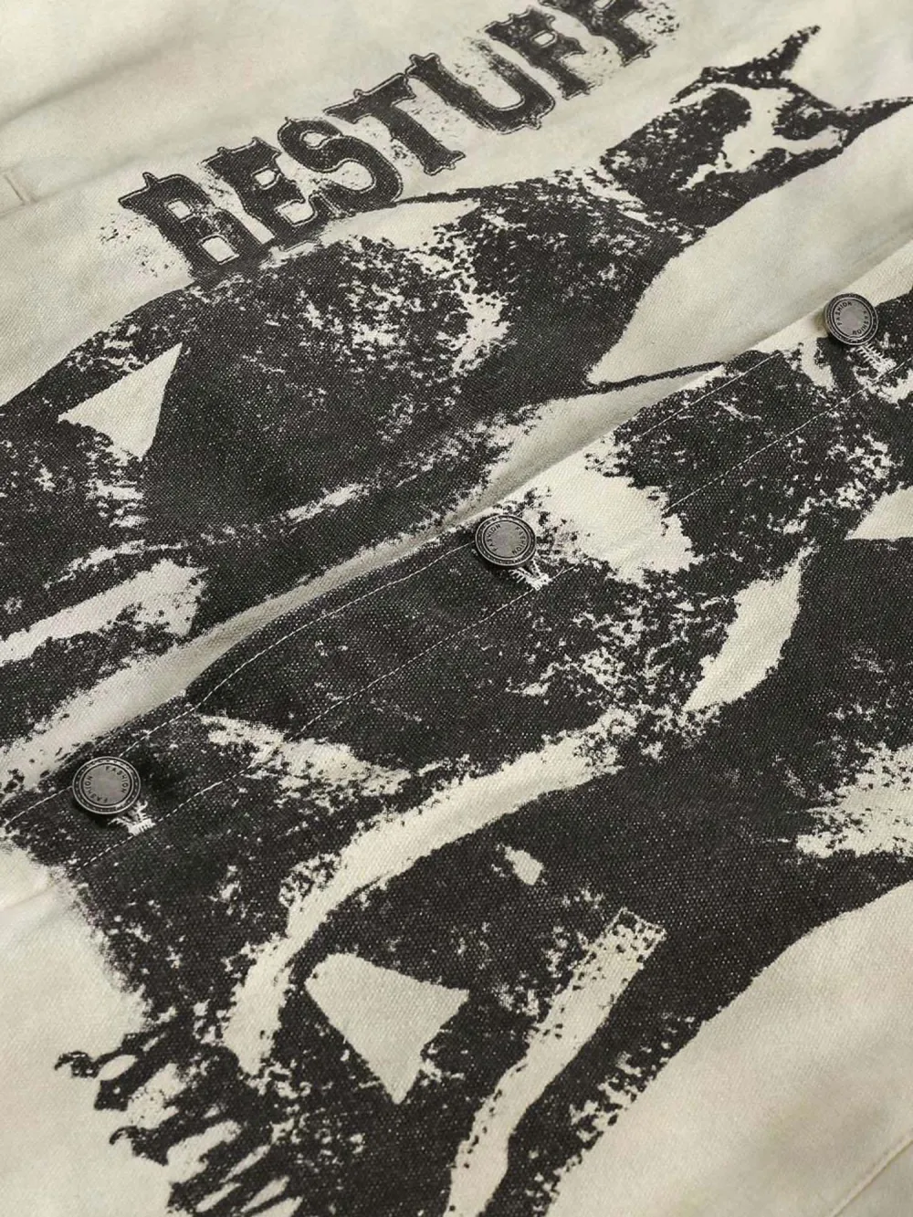 Retro Washed Distressed Graffiti Patchwork Jacket - 1986