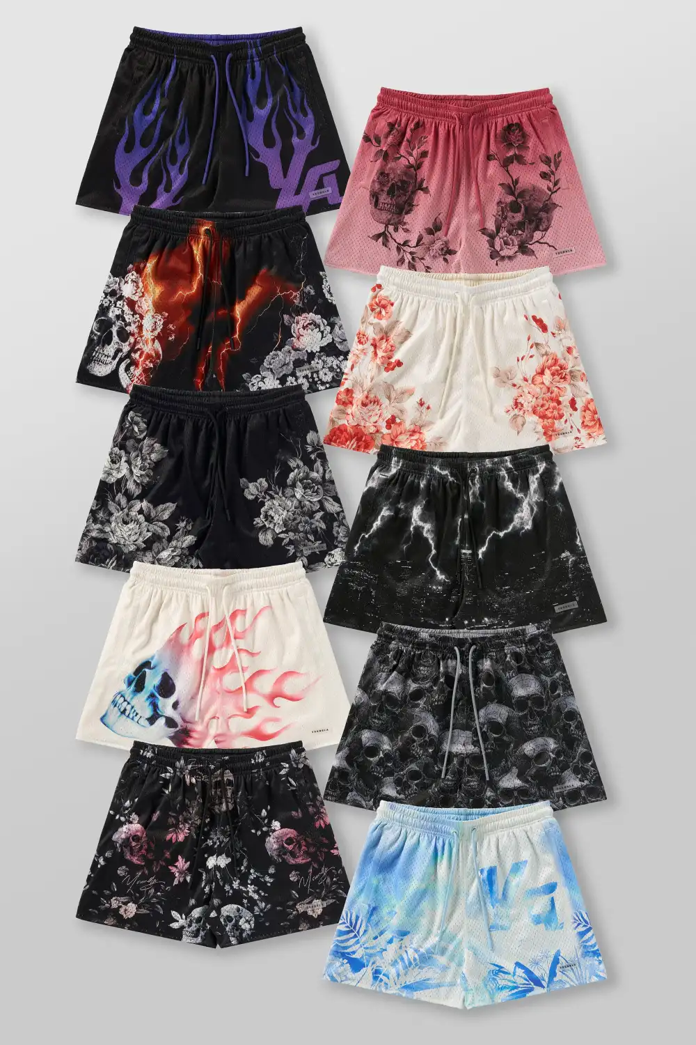 1111 -  Skulls & Roses Reversible Shorts